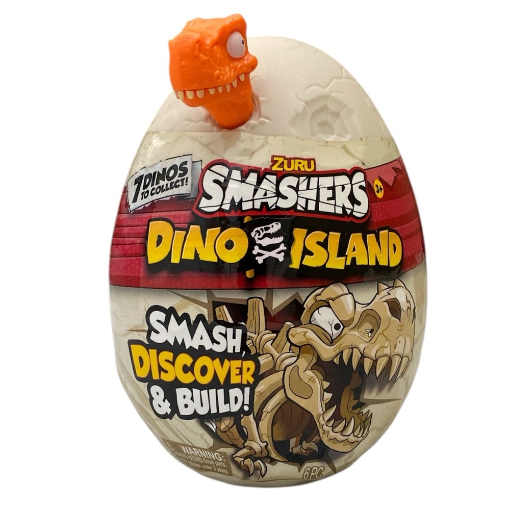 ZURU Smashers Dino Island Smash Discover & Build Orange Surprise Egg Toy